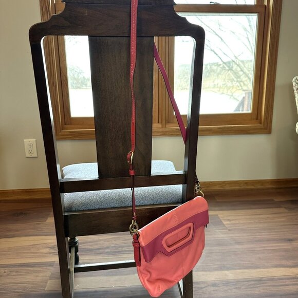 COACH 13388 Bonnie Leather Foldover Crossbody Purse in Pink Adjustable Strap - Picture 5 of 7